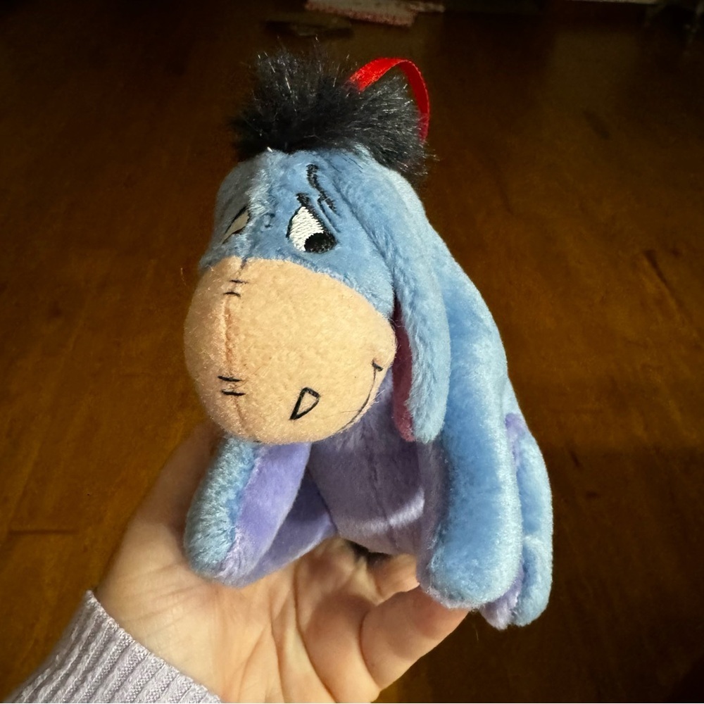 Vintage 1998 Eeyore Stuffed Ornament Disney 5" Winnie Pooh Toy Avon Christmas